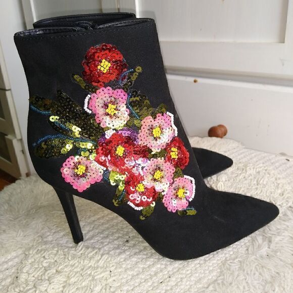 NIB 7.5 embellished black boots with sequins - Picture 7 of 14